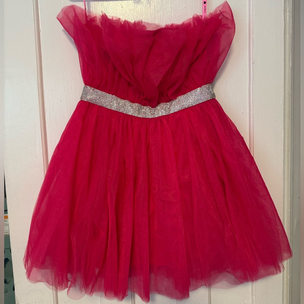 Betsey Johnson Bling Tulle Dress Hot Pink